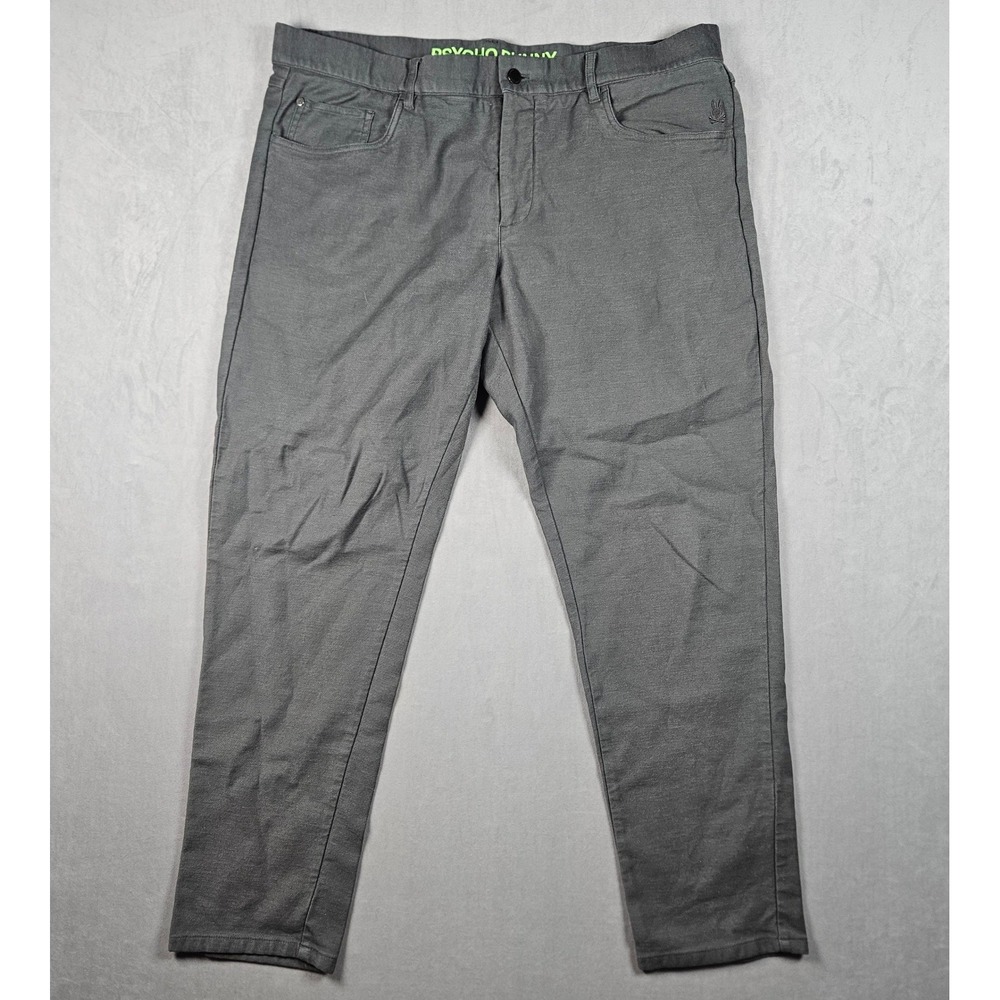 Psycho Bunny Hays Twill Pants Mens 38x30 Grey Cotton Rayon Stretch Trousers - Picture 2 of 14